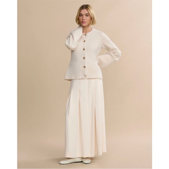 Jenni Kayne Cooper Cashmere Cardigan Sz L Ivory Beige - Picture 15 of 15